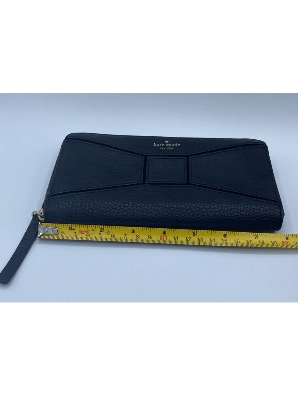 Kate Spade Neda Bridge Place Black Pebble Leather Wallet Multi Pockets